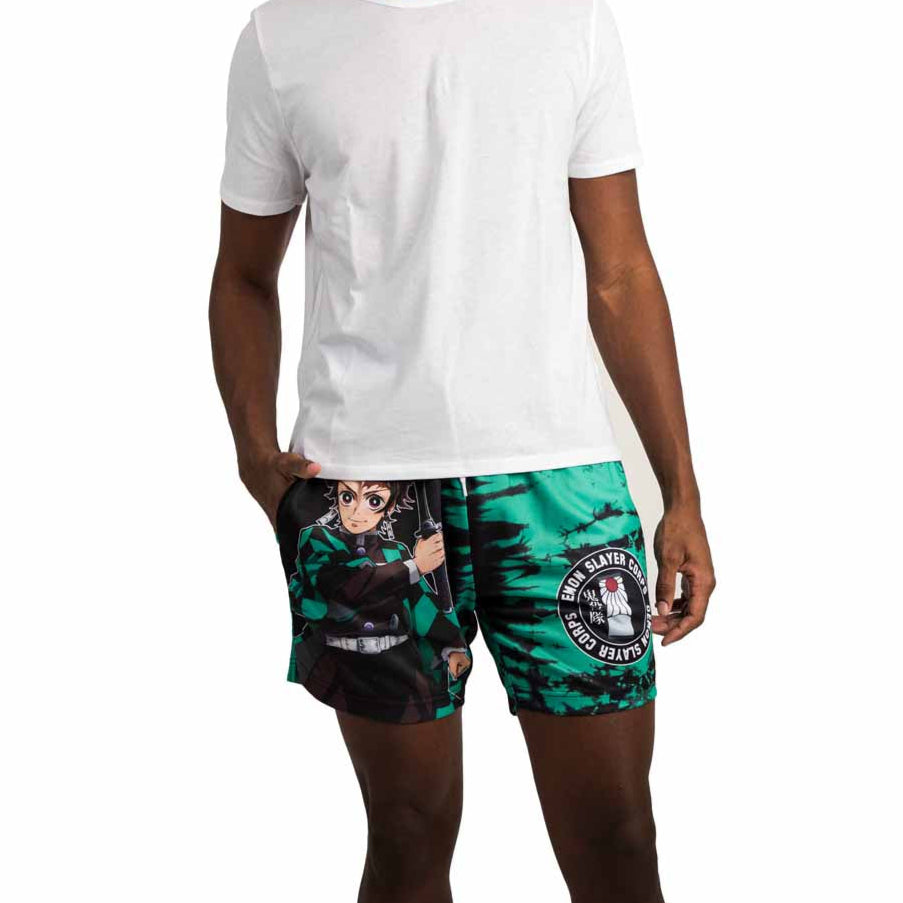 Demon Slayer anime Corps Tanjiro Sublimated Active Shorts for sale at chimploot.com