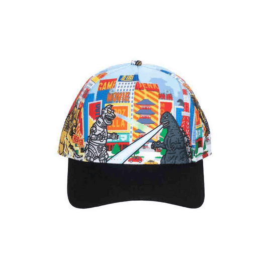Godzilla Cartoon Cityscape Monsters AOP Snapback available at chimploot.com