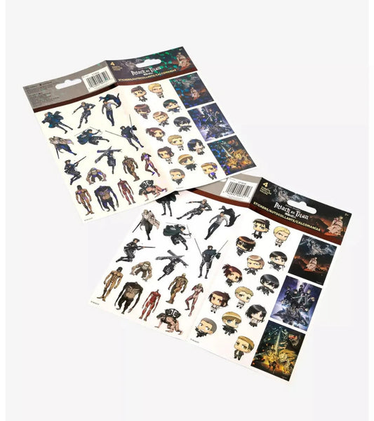 Attack On Titan Characters 4 Sticker Sheets available at ChimpLoot.com
