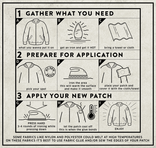 Iron-On Patch Embroidered Black White Application Instructions