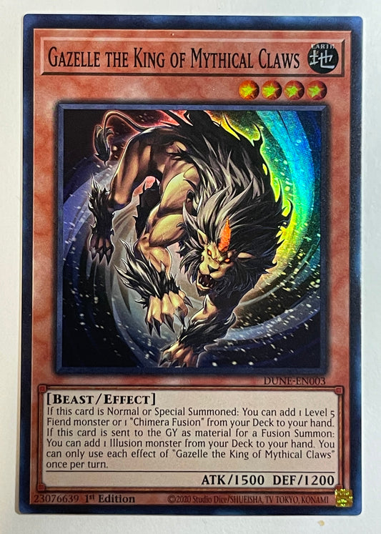 Yu-Gi-Oh! - Gazelle the King of Mythical Claws 1st Edition DUNE-EN003 (Rare Foil)