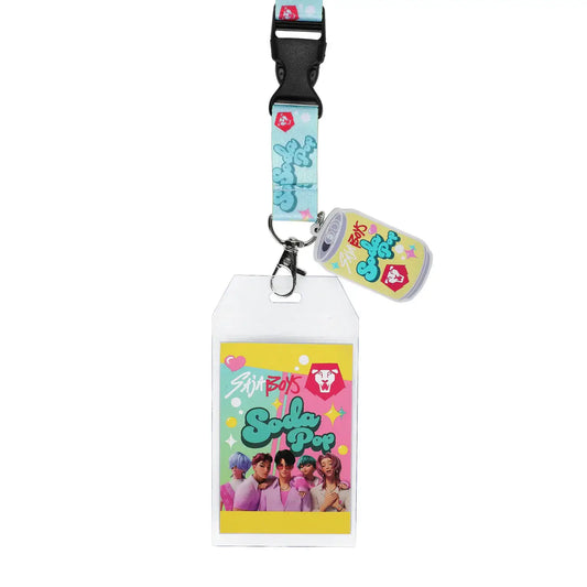 Lanyard with K-Pop Demon Hunters Saja Boys Soda Pop cartoon character design on a white background