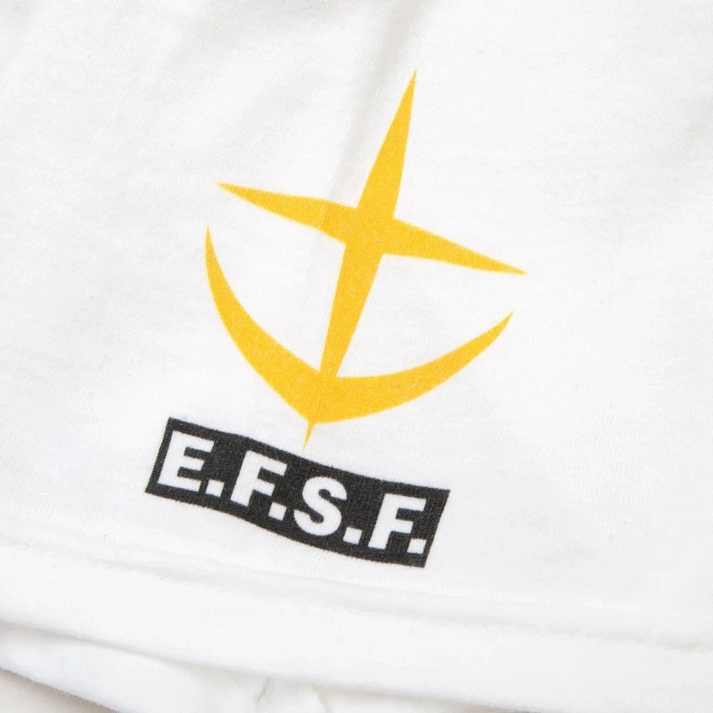 close-up view of the Gundam anime RX-78-2 collectible White Tee featuring printed art, available at ChimpLoot.com