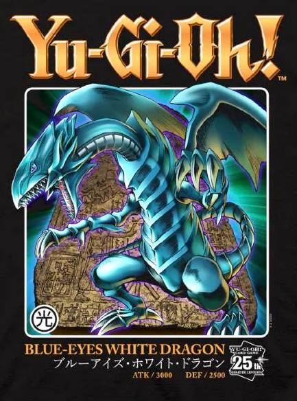 Yu-Gi-Oh! Duel Monsters Blue Eyes White Dragon 25th Anniversary T-Shirt FOR SALE AT CHIMPLOOT.COM