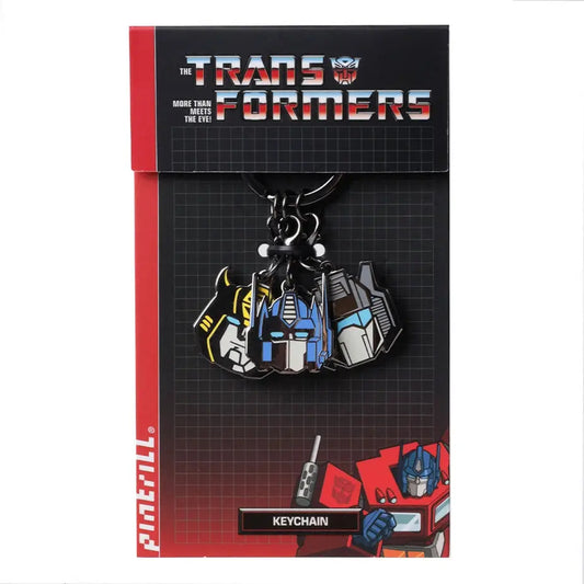 Transformers keychain on packaging with brand logo