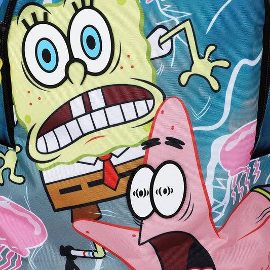 Backpack with Spongebob Squarepants and Patrick 3d rubber eyes.