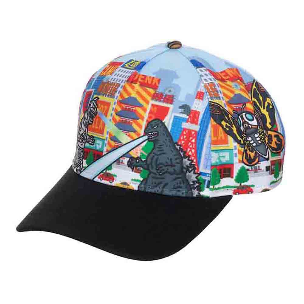 Godzilla Cartoon Cityscape Monsters AOP Snapback available at chimploot.com