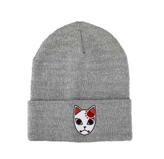 Demon Slayer Fox Mask Embroidered Cuff Beanie available at chimploot.com