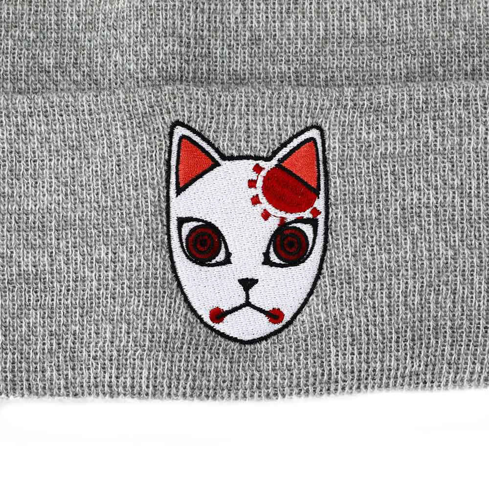 Demon Slayer Fox Mask Embroidered Cuff Beanie available at chimploot.com