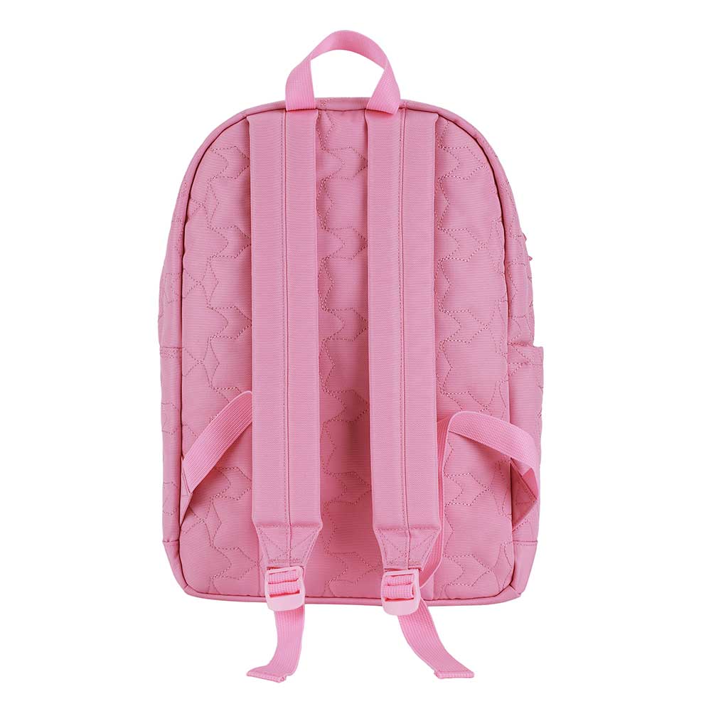 Nintendo Super Mario bros Princess Peach Quilted pink Backpack with rubber badge available at ChimpLoot.com