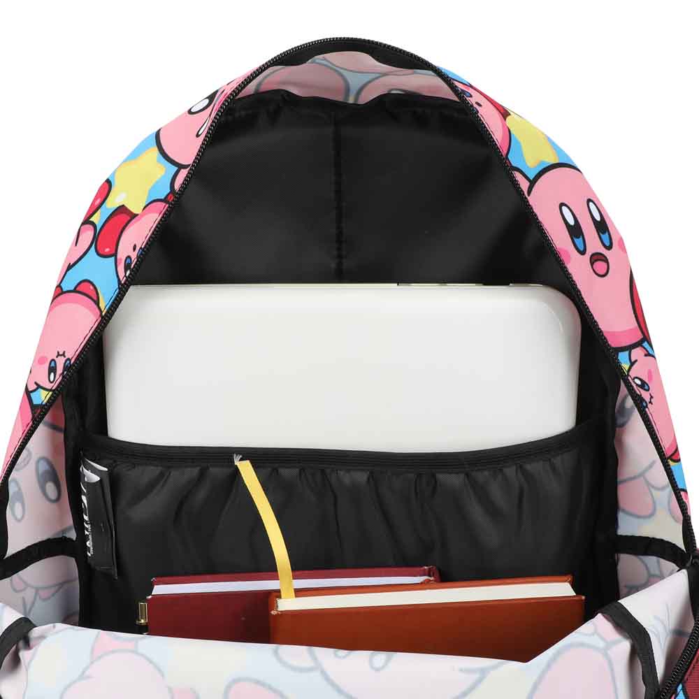 Kirby The Pink Puff All over print Laptop Backpack available at ChimpLoot.com