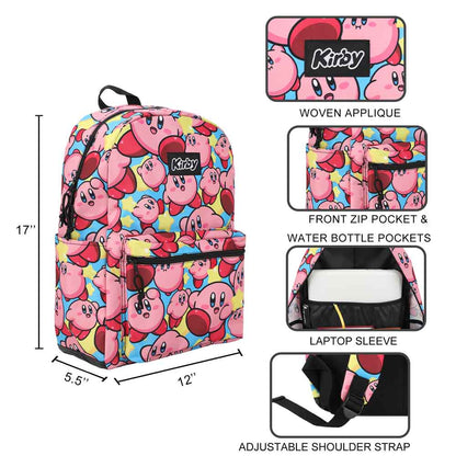 Kirby The Pink Puff All over print Laptop Backpack available at ChimpLoot.com