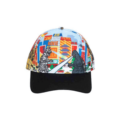 Godzilla Cartoon Cityscape Monsters AOP Snapback available at chimploot.com