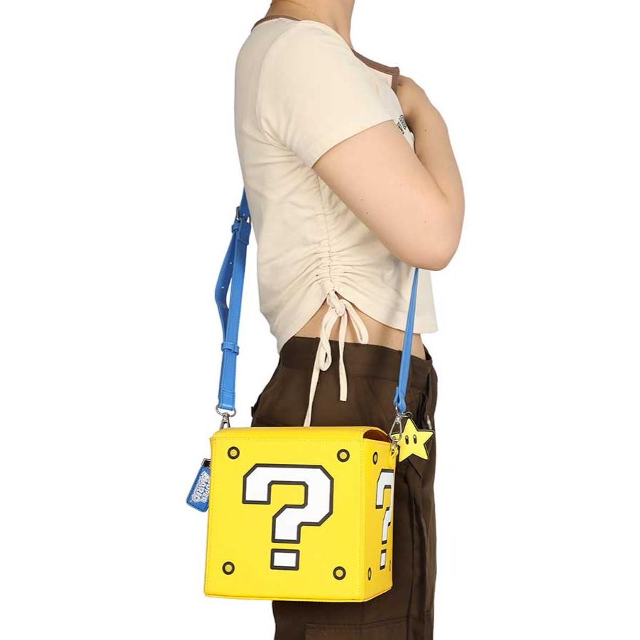 Nintendo Super Mario Mystery Block Shaped Crossbody handbag available at ChimpLoot.com