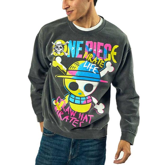 One Piece anime Straw Hat Pirates Neon Unisex Sweatshirt available at chimploot.com