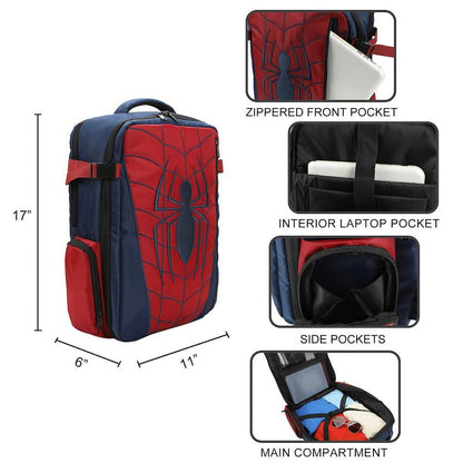 Marvel Spider-Man themed large travel backpack with red and blue design on a white background available at chimploot.com