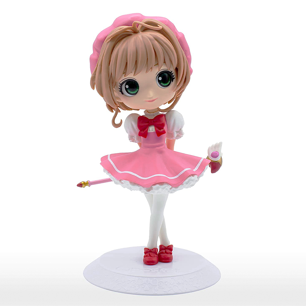 Q-posket Cardcaptor Sakura Figure Statue Version B Pink Hat  Bow Pink Dress Red Shoes Magical Staff Banpresto available at chimploot.com