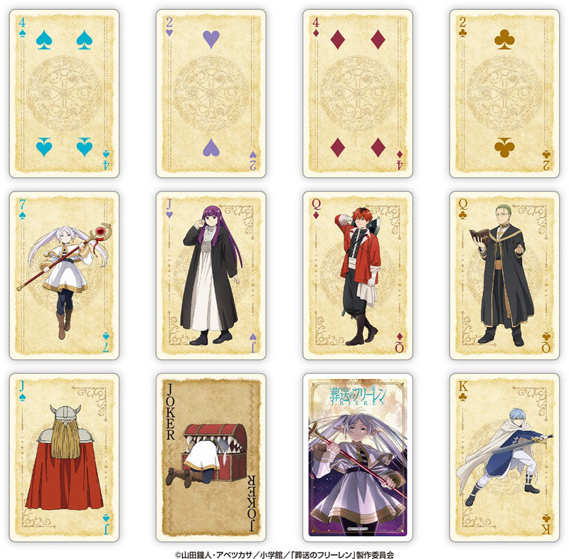 Frieren: Beyond Journey's End Playing Cards featuring an anime character with a staff and a moon in the background, branded 'ensky'.