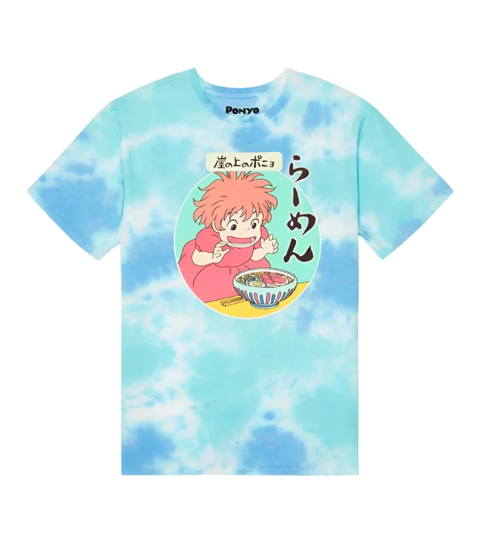 Studio Ghibli Ponyo Ramen Tie-Dye T-Shirt available at ChimpLoot.com