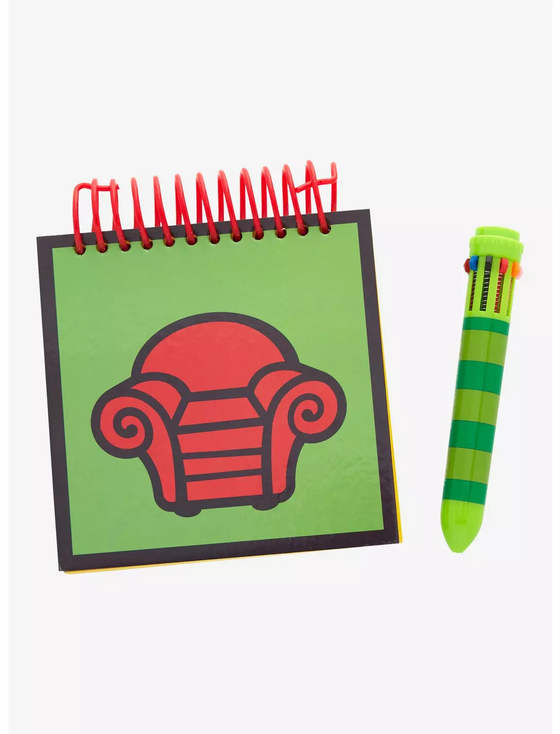 Blue Clue's Green Spiral Notepad Red Couch Green Striped Multicolor Ink Pen