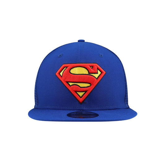Blue cap with Superman logo on a white background
