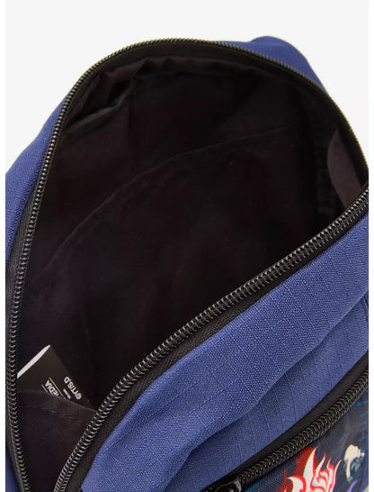 Dandadan Trio Patch Sling Bag featuring Okarun, Momo, and Turbo Granny.