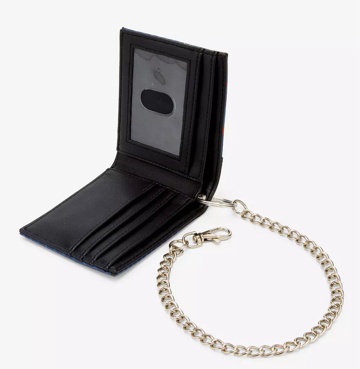 Dandadan bifold chain wallet featuring Okarun in Turbo Granny form and Momo. 