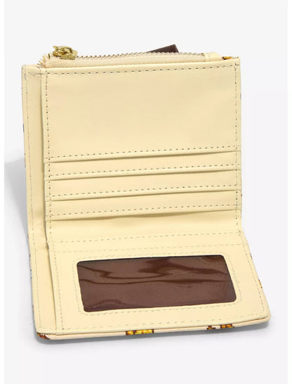 Beige inside wallet with a card holder on a white background