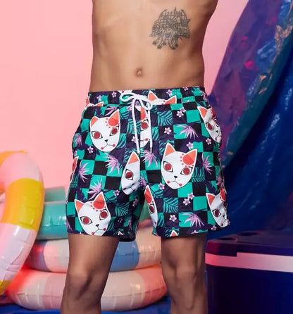 Demon Slayer: Kimetsu No Yaiba Tanjiro Mask Tropical Swim Trunks