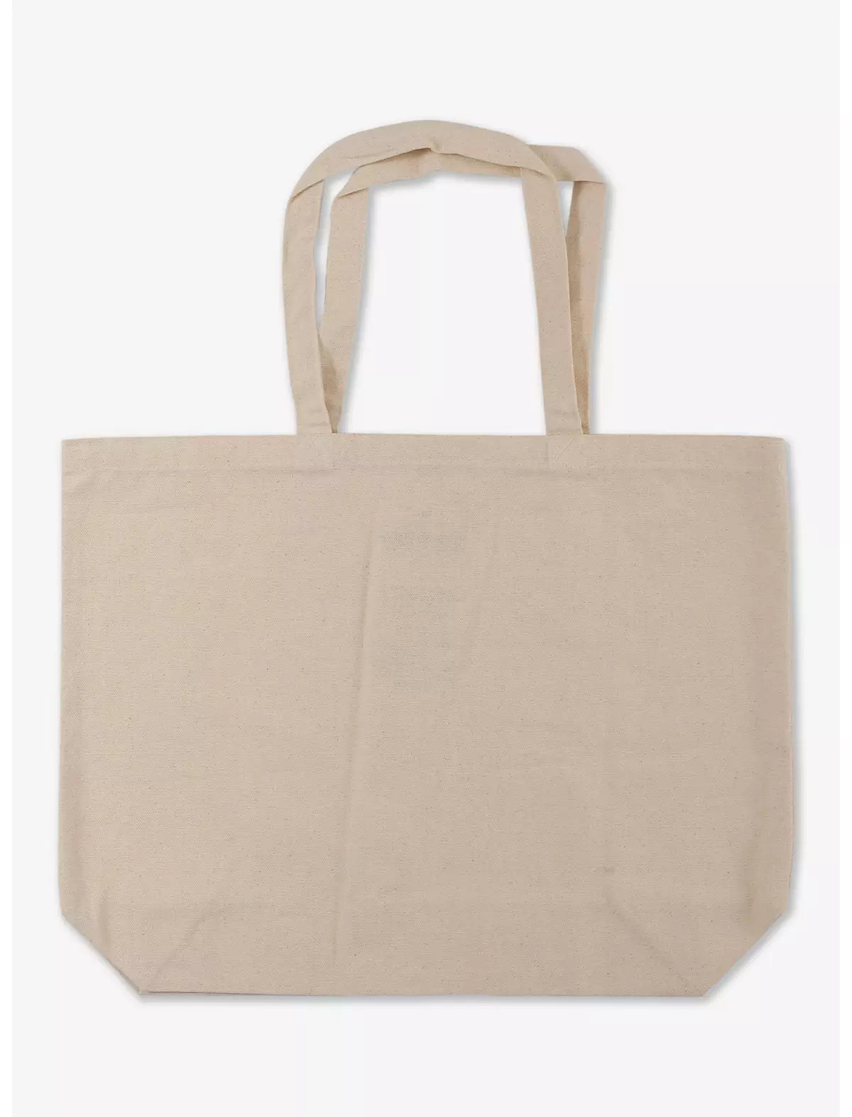 A plain beige canvas tote bag with two shoulder straps, shown against a clean white background.