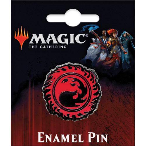 Enamel pin with red mountain fire mana from Magic: The Gathering available at chimploot.com