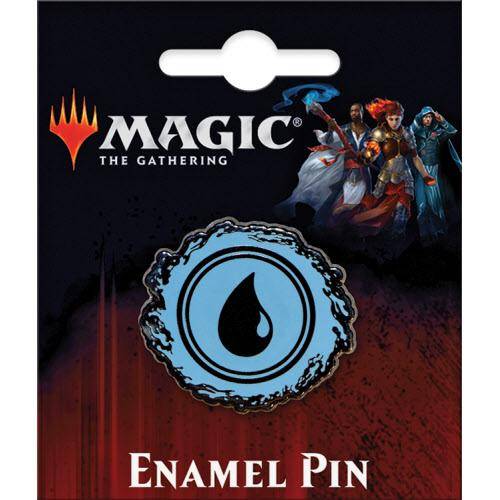 Enamel pin with 'Magic: The Gathering' water mana logo on a dark background available for sale at chimploot.com