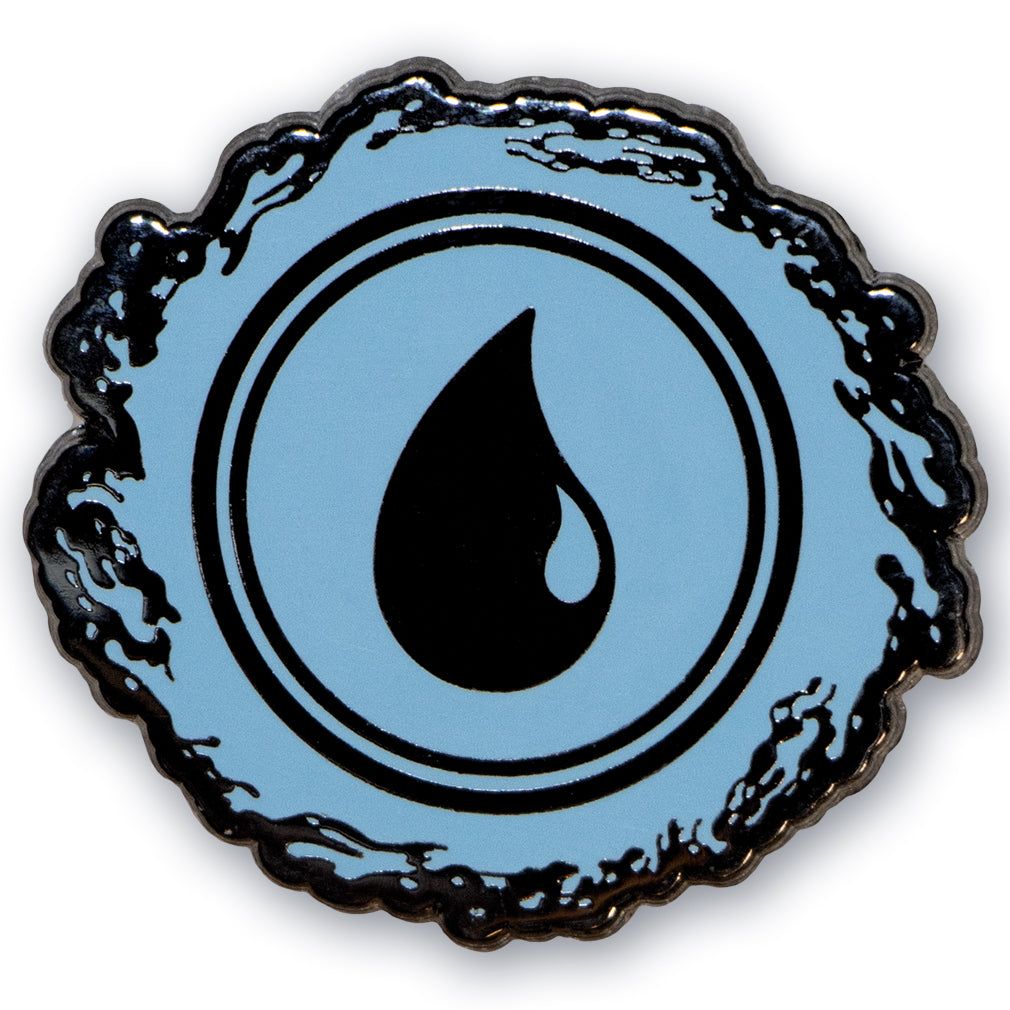 Enamel pin with 'Magic: The Gathering' water mana logo available for sale at chimploot.com