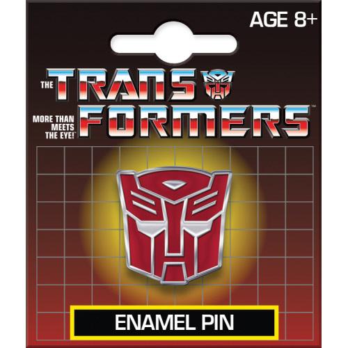 Transformers autobot enamel pin packaging with logo and text