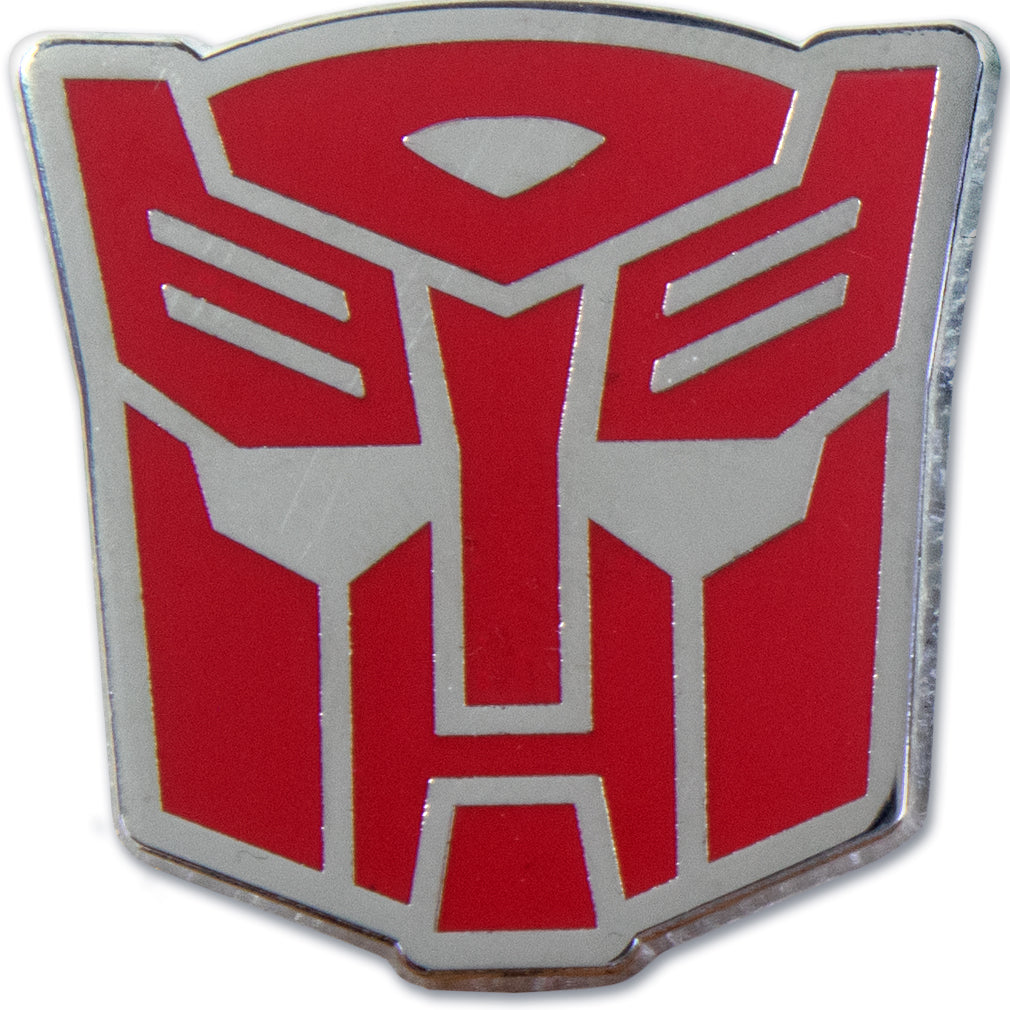 Transformers autobot enamel pin packaging with logo and text