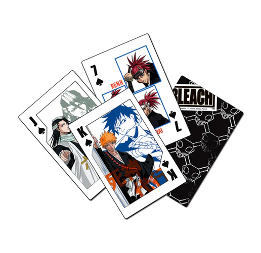 Playing cards featuring anime characters Bleach Soul Reaper on a white background available at chimploot.com