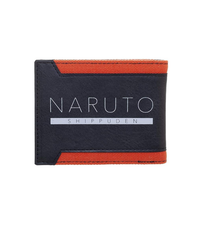 rear view of the Naruto anime manga Hidden Leaf Village Bi-Fold Wallet with metal badge and card slots available at Chimploot.com