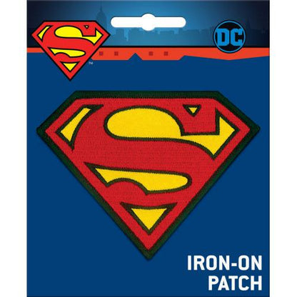 Superman iron-on patch with DC logo on a blue background