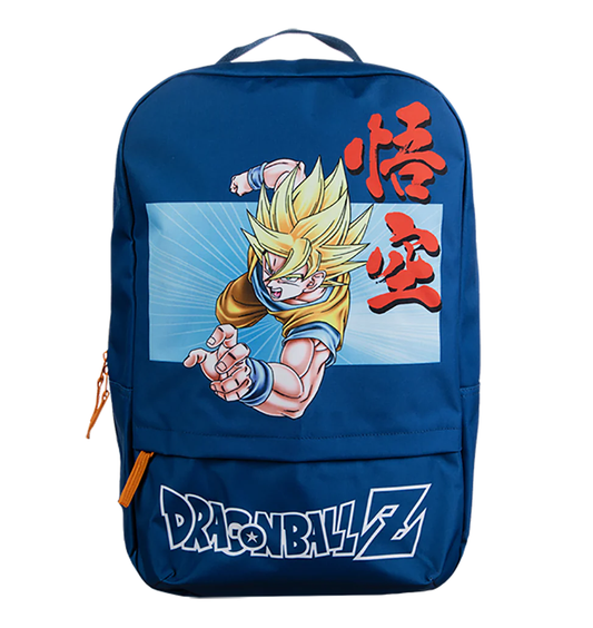Dragon Ball Z Super Saiyan Goku Blue Backpack Front Zipper Wrap Around Zipper Top Handle Atsuko Exclusive