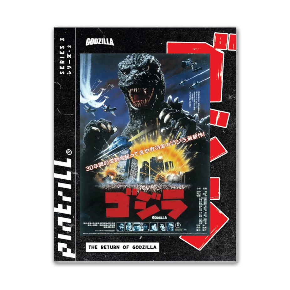 Godzilla movie poster with the title 'The Return of Godzilla' on a black background.