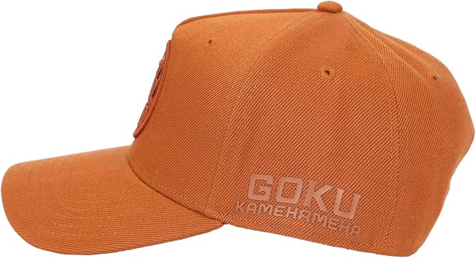 Orange Dragon Ball Z Goku's Symbol cap with a logo on a white background