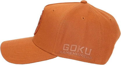 Orange Dragon Ball Z Goku's Symbol cap with a logo on a white background