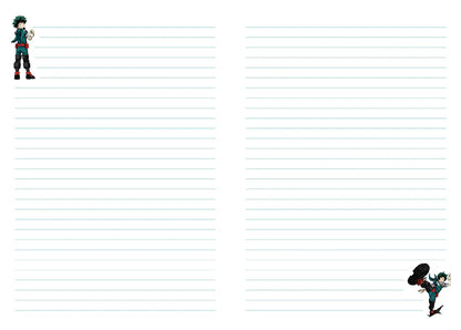 Notebook with anime character design on the cover, featuring 'My Hero Academia' character Deku, available for sale at chimploot.com.