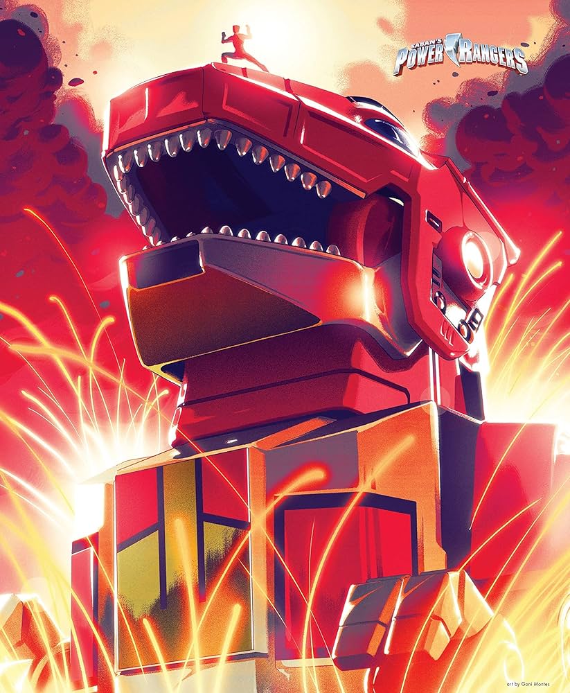 IncrediBuilds: Power Rangers: T-Rex Dinozord 3D Wood Model and Poster available at chimploot.com