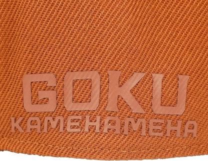 Orange Dragon Ball Z Goku's Symbol cap with a logo on a white background