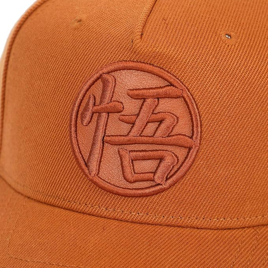Orange Dragon Ball Z Goku's Symbol cap with a logo on a white background
