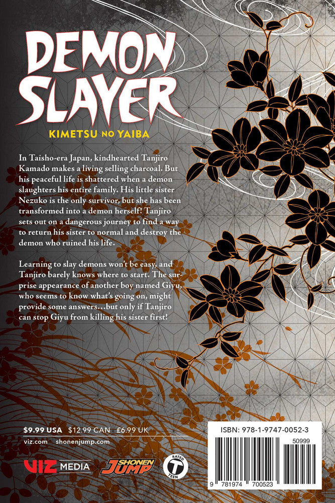 Demon Slayer: Kimetsu no Yaiba, Vol. 1 Paperback BackCover Art Koyoharu Gotouge Viz Media Shonen Jump 