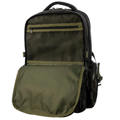 Black and green DC Comics Batman Tactical Black Backpack with bat emblem on a white background