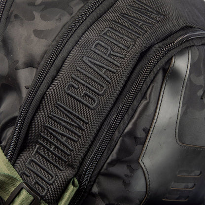 Black and green DC Comics Batman Tactical Black Backpack with bat emblem on a white background