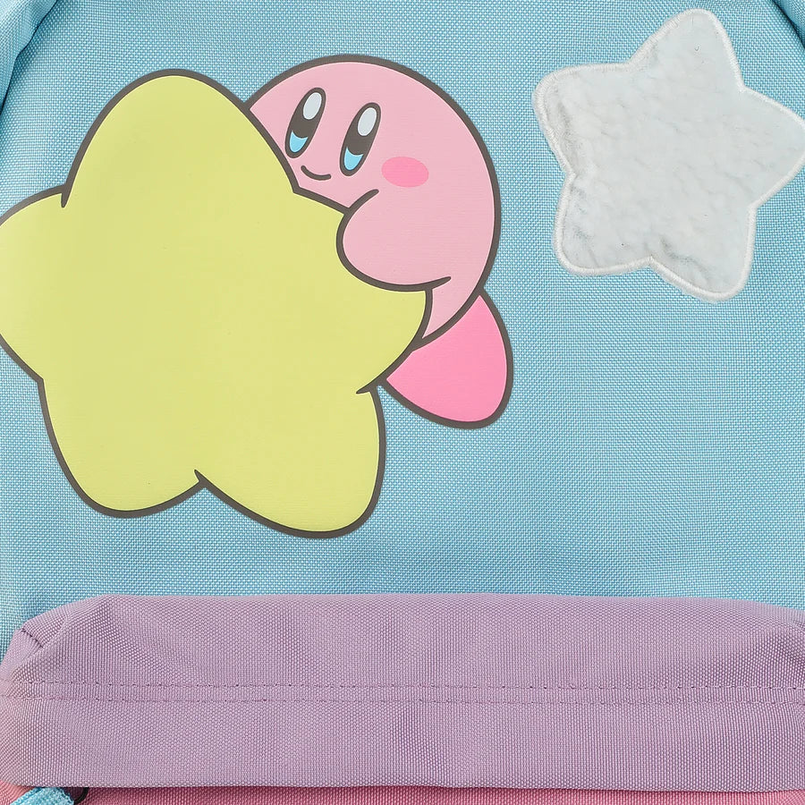 kirby Cartoon character holding a star on a blue background